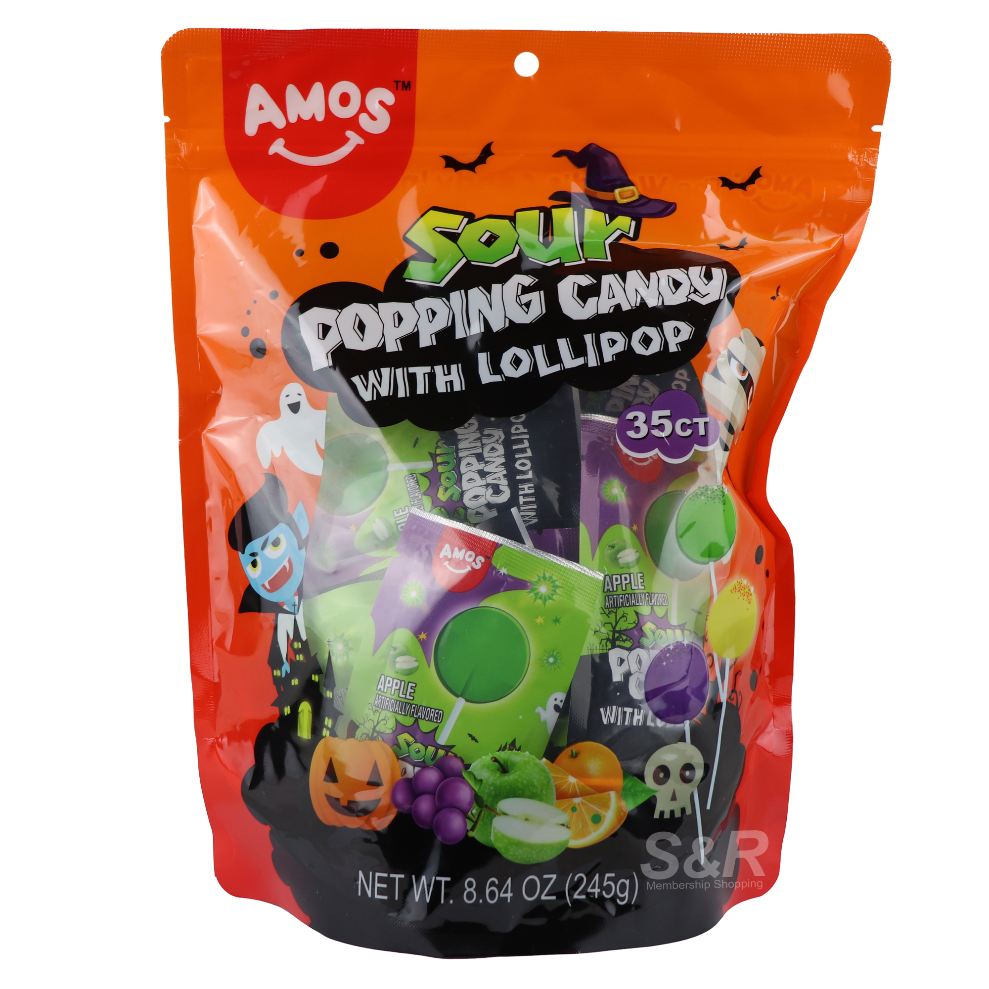 Amos Sour Popping Candy with Lollipop 35pcs